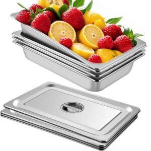 VEVOR 4er-Set Premium Edelstahl-Servierschalen ( Extra Tief | Anti-Verzug)